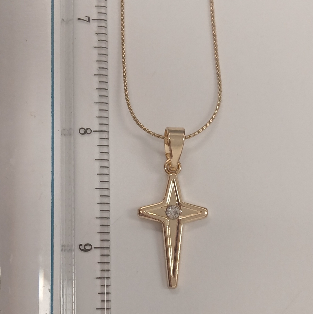 Nwot 18k Gold Plated Cross Star Pendant On 16" Chain/ Necklace by Pretty Bird - Picture 7 of 9